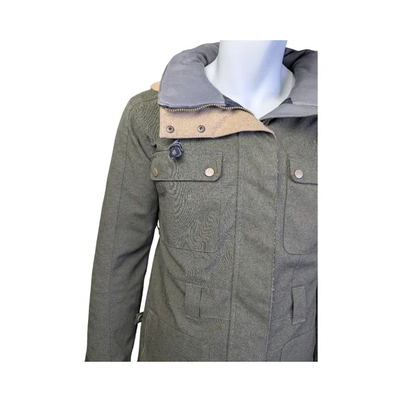 Ride Cappel Olive Green Snowboard Jacket w/ Zip-Stow Hood + Snowskirt, Small - Picture 6 of 13
